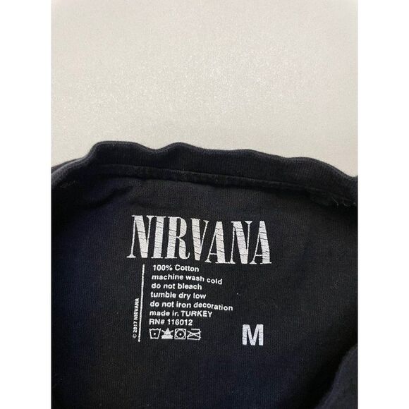 Nirvana Logo Graphic T-shirt Men Medium Black Short Sleeve Music - Picture 4 of 5
